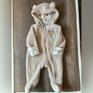 Disney Baby Winnie The Pooh Fuzzy Sherpa Hooded Bodysuit Romper Bunting 3-6M